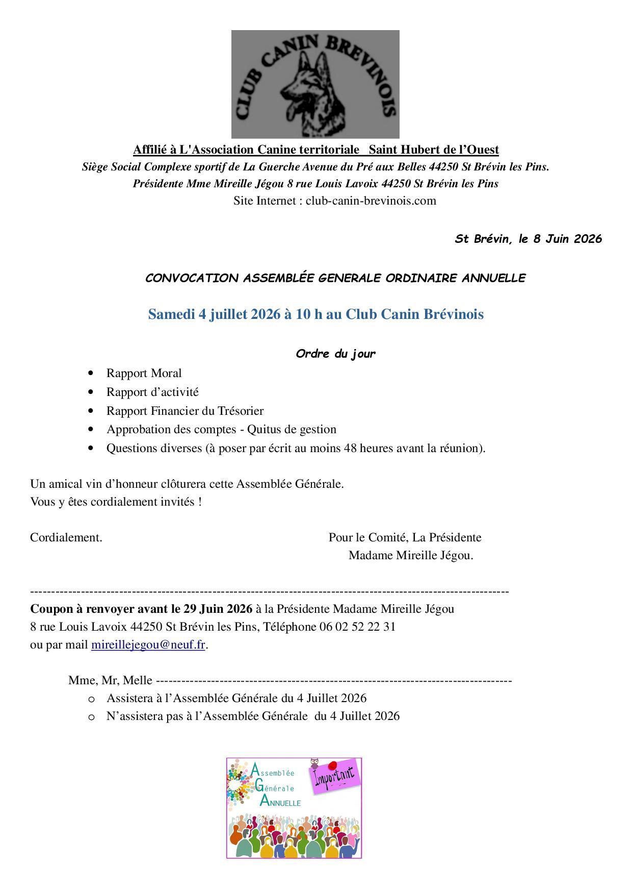 Invitation Assemblée générale Ordinaire